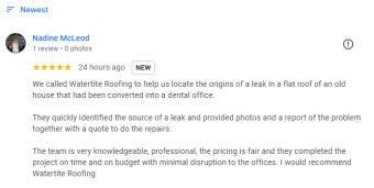 ​Watertite Roofing Earns a 5-Star Google Review for Expert Leak Repair at a Dental Office!