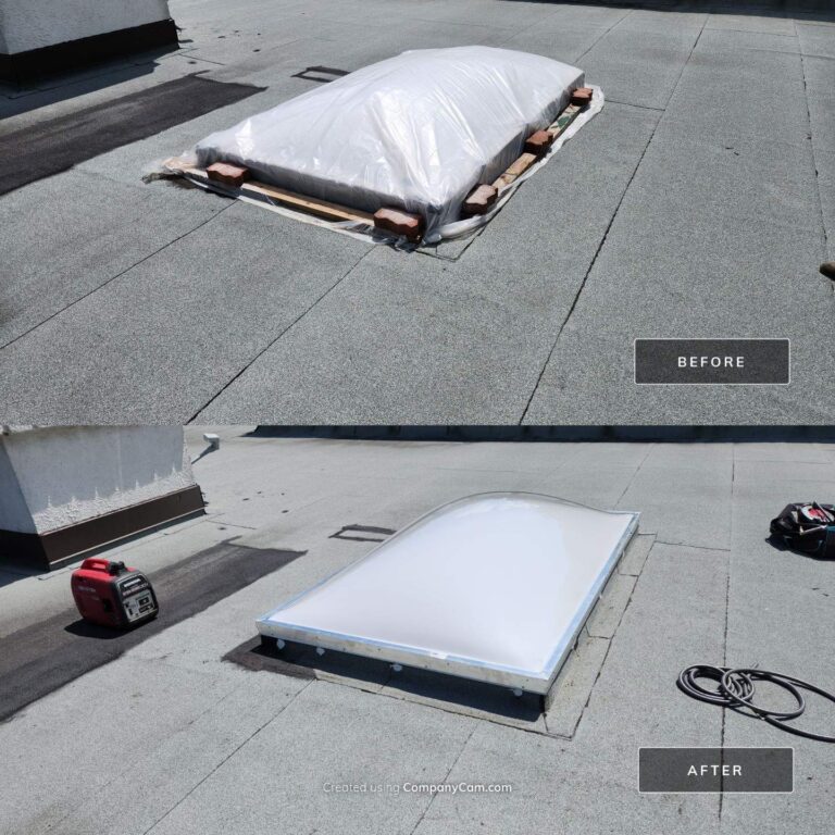 Flat Roof Skylights Replacement, captured on Jul 31, 2024 with CompanyCam.